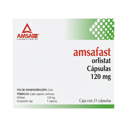 Amsafast (Orlistat) 120 mg Caja con 21 Cápsulas