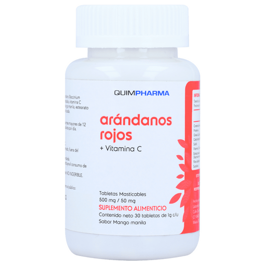 Arándanos Rojos Vitamina C  Frasco con 30 Tabletas Masticables