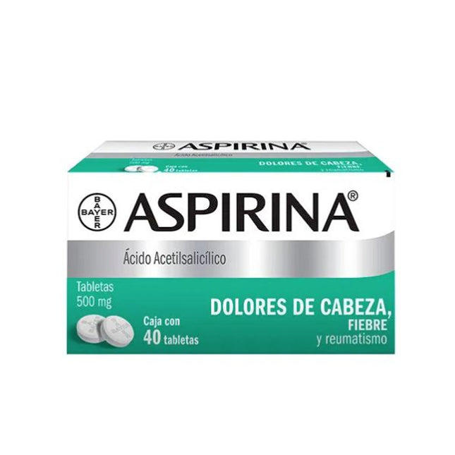 Aspirina 500 mg Caja con 40 Tabletas