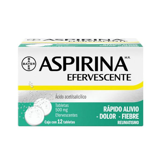 Aspirina Efervescente 500 mg Caja con 12 Tabletas