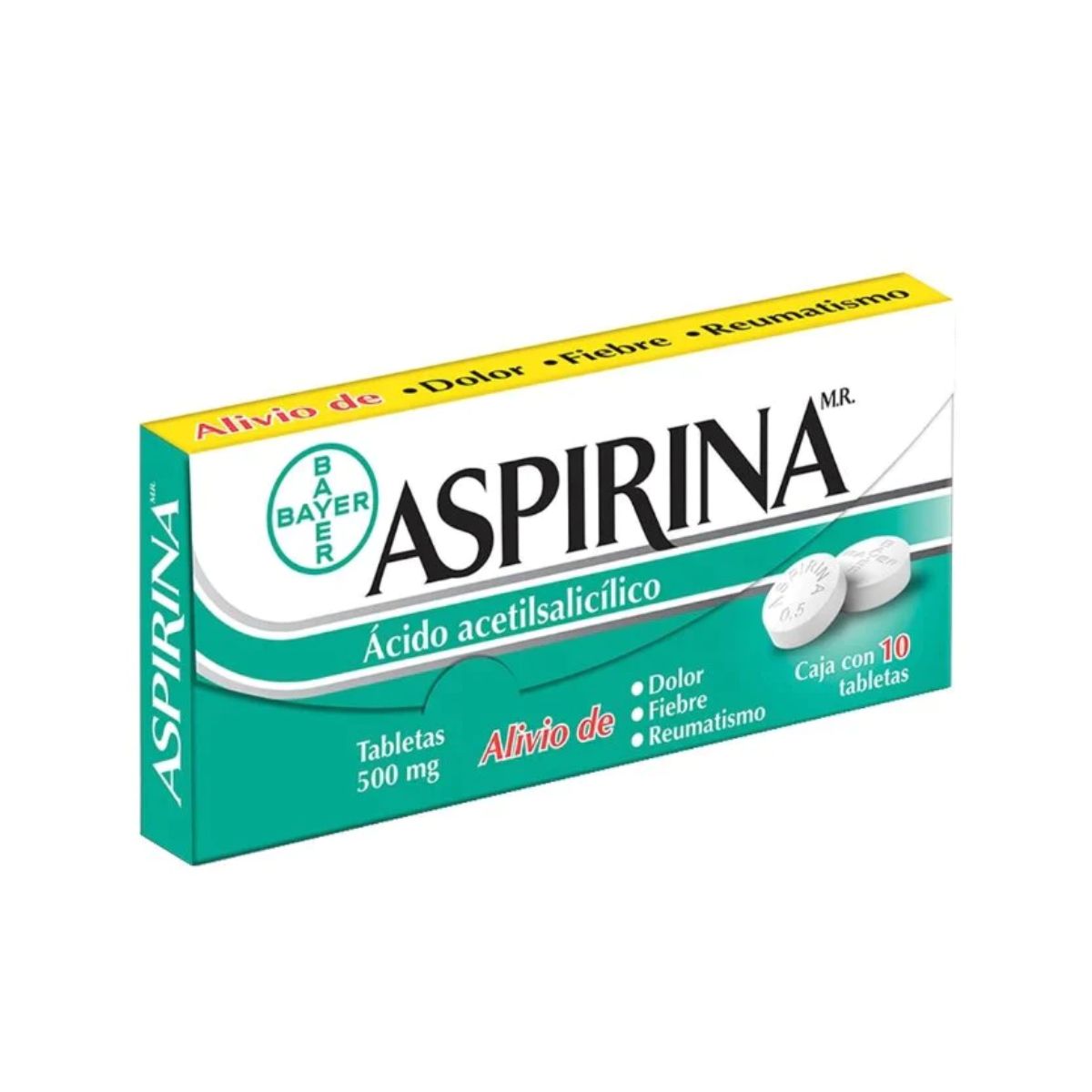 Aspirina 500 mg Caja con 10 Tabletas