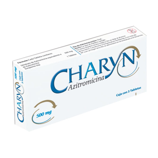 Charyn (Azitromicina) 500 mg Caja con 3 Tabletas