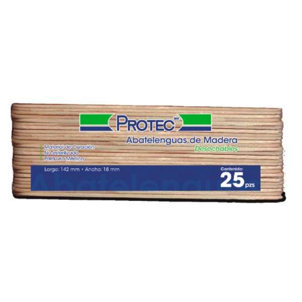 Abatelenguas de Madera Desechables Protect 25 Piezas