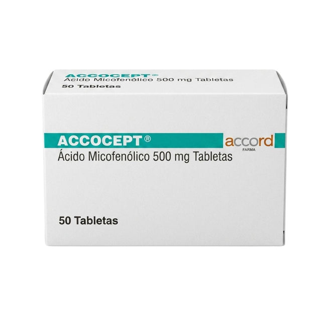 Accocept (Ácido Micofenólico) 500 mg Caja con 50 Tabletas