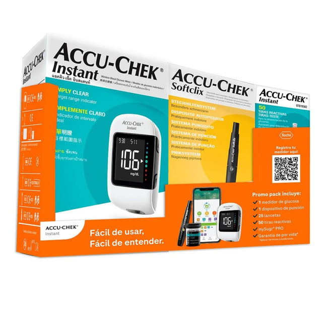 Kit Glucómetro Accu Chek Instant + Softclix