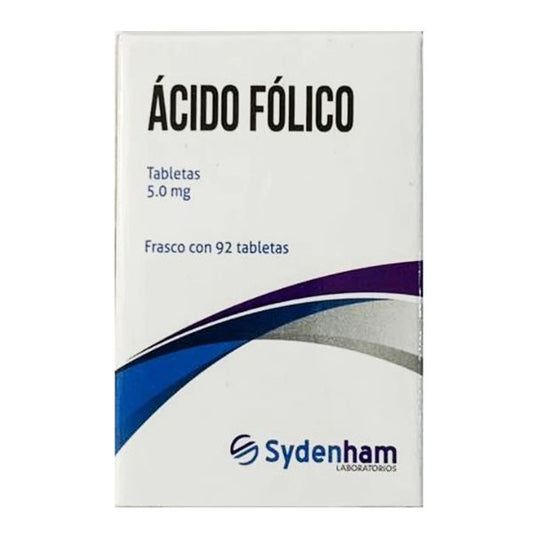 Ácido Fólico 5 mg Caja con 92 Tabletas