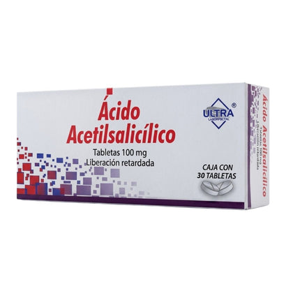 Ácido Acetilsalicílico 100 mg LR Caja con 30 Tabletas