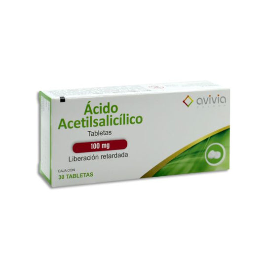 Ácido Acetilsalicílico 100 mg Caja con 30 Tabletas