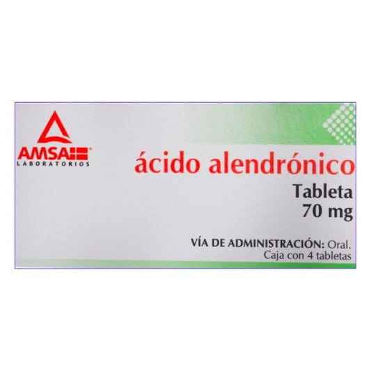 Ácido Alendrónico 70 mg Caja con 4 Tabletas