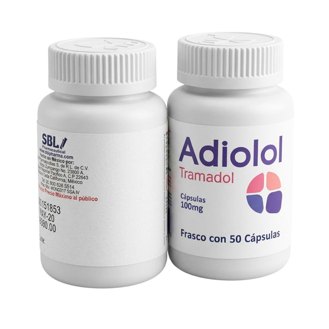 Tramadol 100 mg Adiolol Frasco con 50 Cápsulas Pack