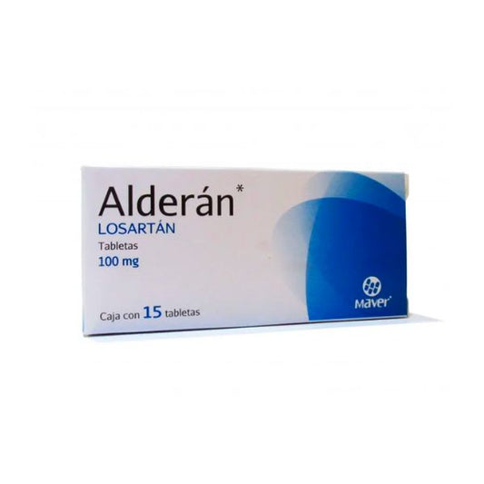 Alderan (Losartan) 100 mg Caja con 15 Tabletas