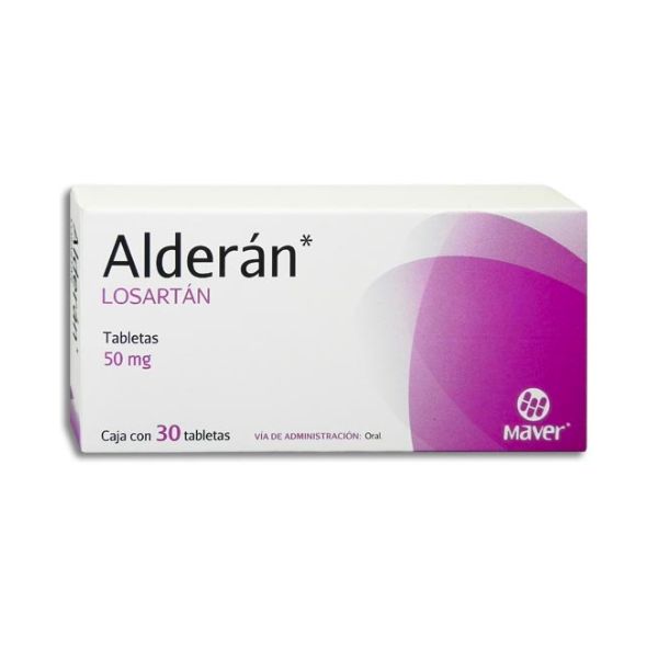 Alderan (Losartan) 50 mg Caja con 30 Tabletas