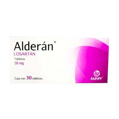 Alderan (Losartan) 50 mg Caja con 30 Tabletas