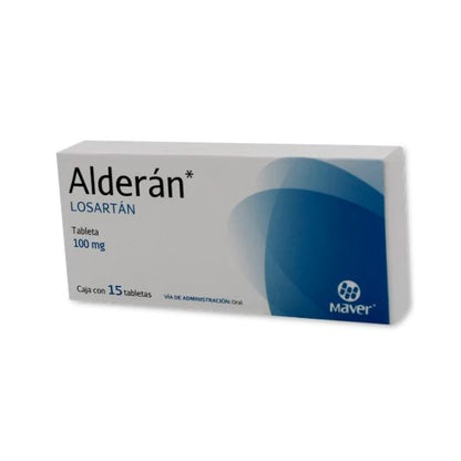 Alderan (Losartan) 100 mg Caja con 15 Tabletas