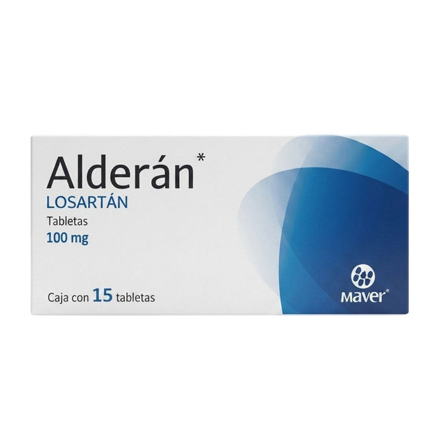 Alderan (Losartan) 100 mg Caja con 15 Tabletas