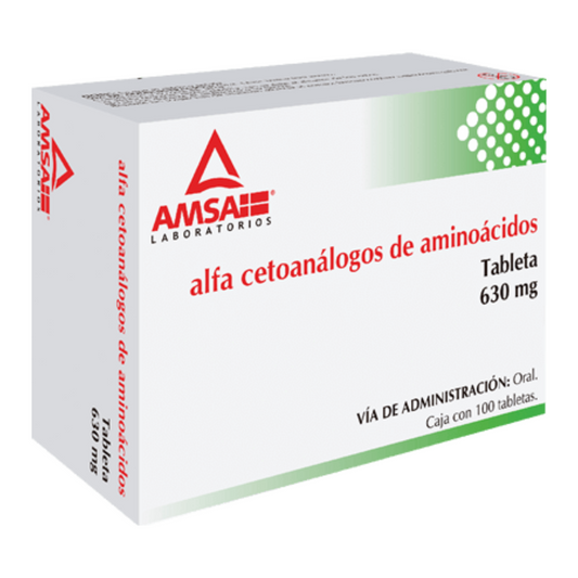 Alfa Cetoanálogos de aminoácidos 630 mg Caja con 100 Tabletas