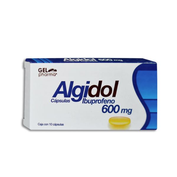 Algidol (Ibuprofeno) 600 mg Caja con 10 Cápsulas de Gel