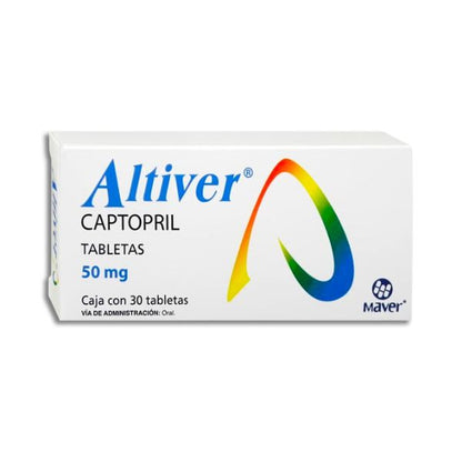 Altiver (Captopril) 50 mg Caja con 30 Tabletas