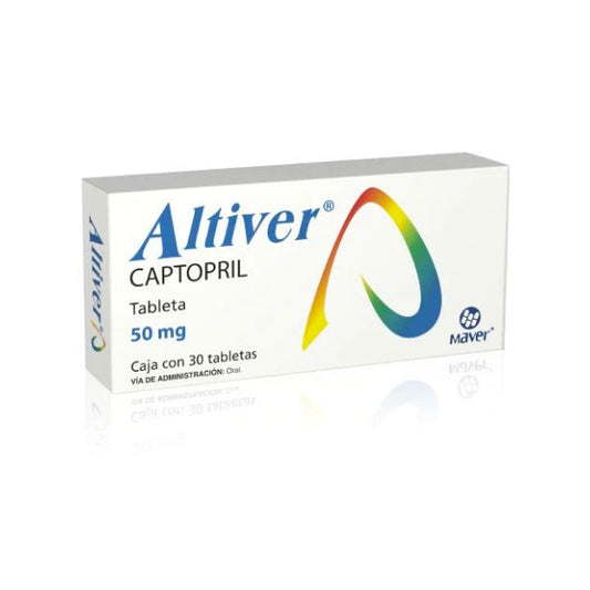 Altiver (Captopril) 50 mg Caja con 30 Tabletas