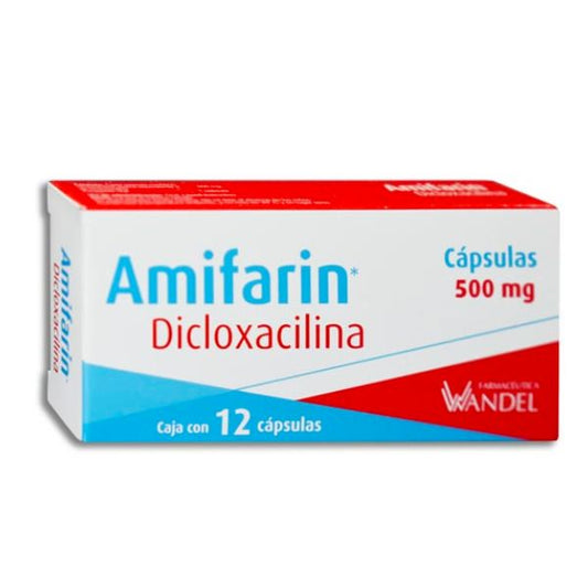 Amifarin (Dicloxacilina) 500 mg Caja con 12 Cápsulas