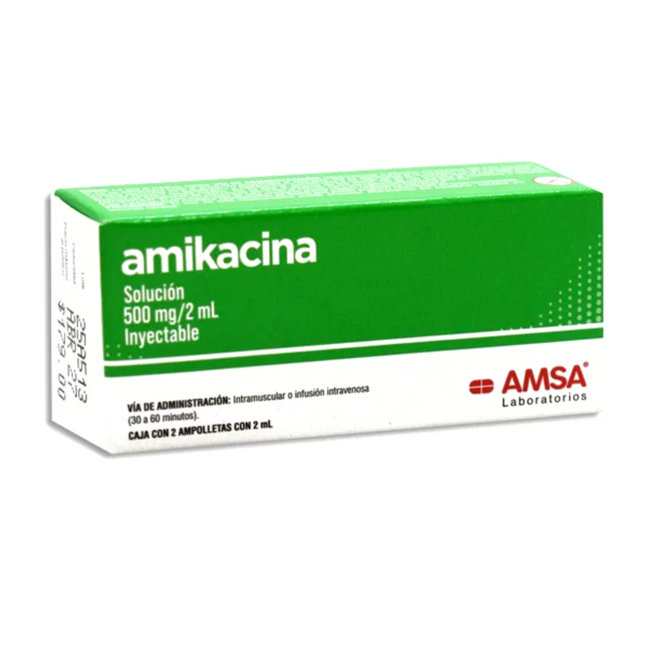 Amikacina 500 mg/2 ml Solución Inyectable 1 Ampolleta Laboratorios AMSA