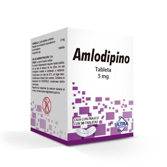 Amlodipino 5 mg Caja con 30 Tabletas