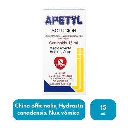 Apetyl Solución Gotas (Auxiliar en la perdida del apetito) Frasco con 15 ml | Nartex