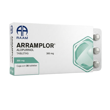 Arramplor (Alopurinol) 300 mg Caja  con 30 Tabletas