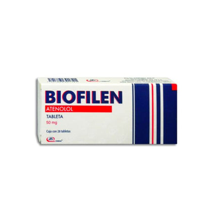 Biofilen (Atenolol) 50 mg Caja con 28 Tabletas