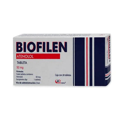 Biofilen (Atenolol) 50 mg Caja con 28 Tabletas