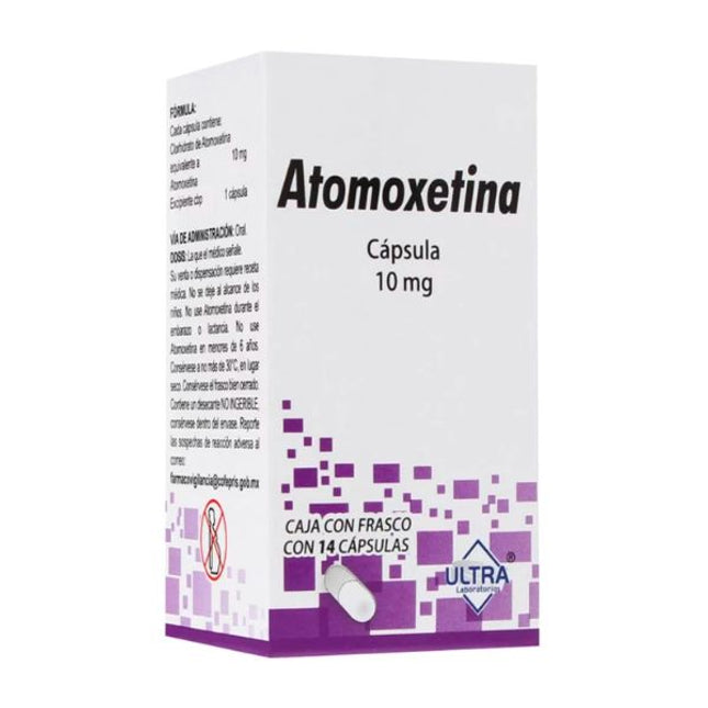 Atomoxetina 10 mg Caja con Frasco con 14 Cápsulas