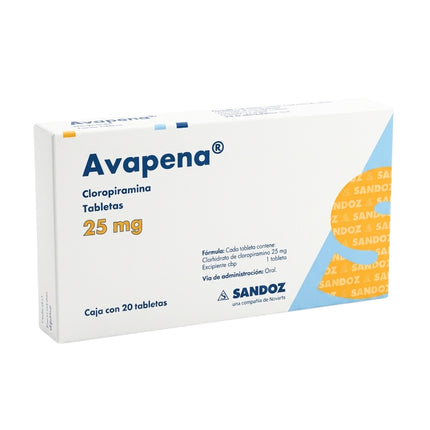 Avapena (Cloropiramina) 25 mg Caja con 20 Tabletas