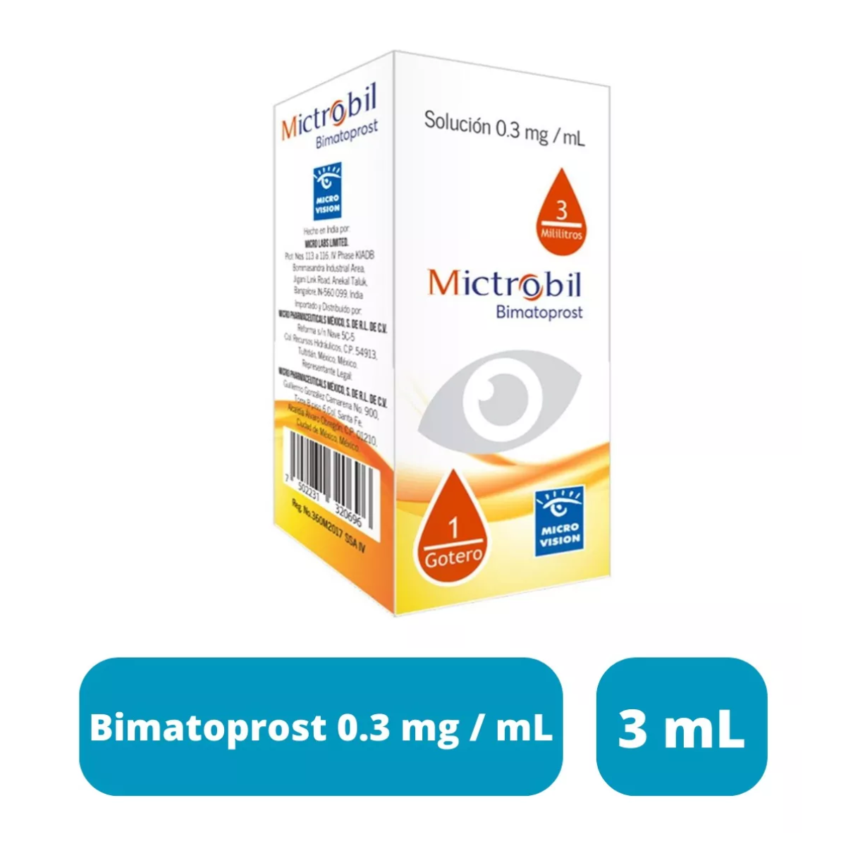 Mictrobil (Bimatoprost) 0.3 mg/ml Solucion Oftalmica 3 ml