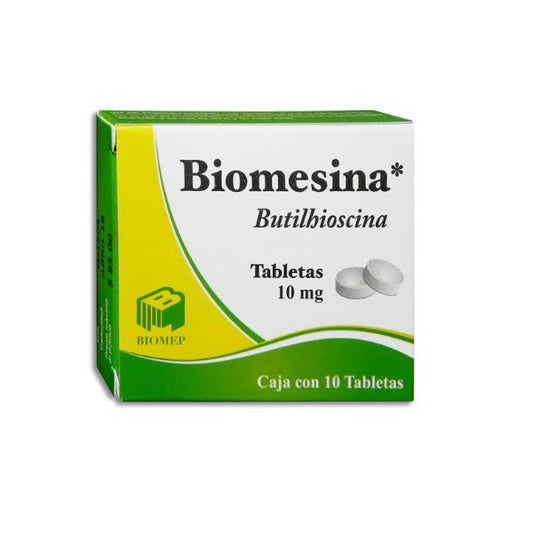 Biomesina (Butilhioscina) 10 mg Caja con 10 Tabletas