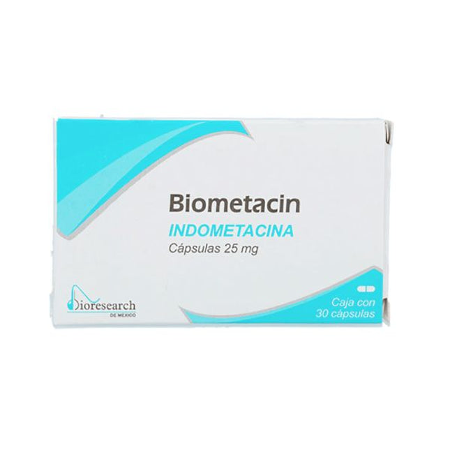 Biometacin (Indometacina) 25 mg Caja con 30 Tabletas