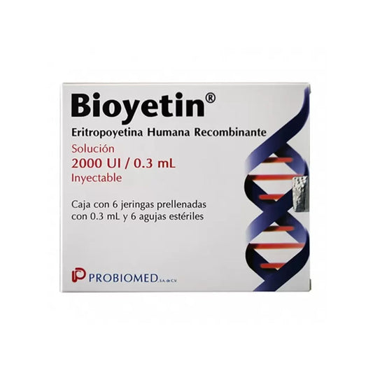 Bioyetin (Eritropoyectina Alfa) 2000 UI Caja con 12 Frascos Ampula Inyectables