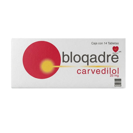 Carvedilol (Bloqadre) 25 mg Caja con 14 Tabletas