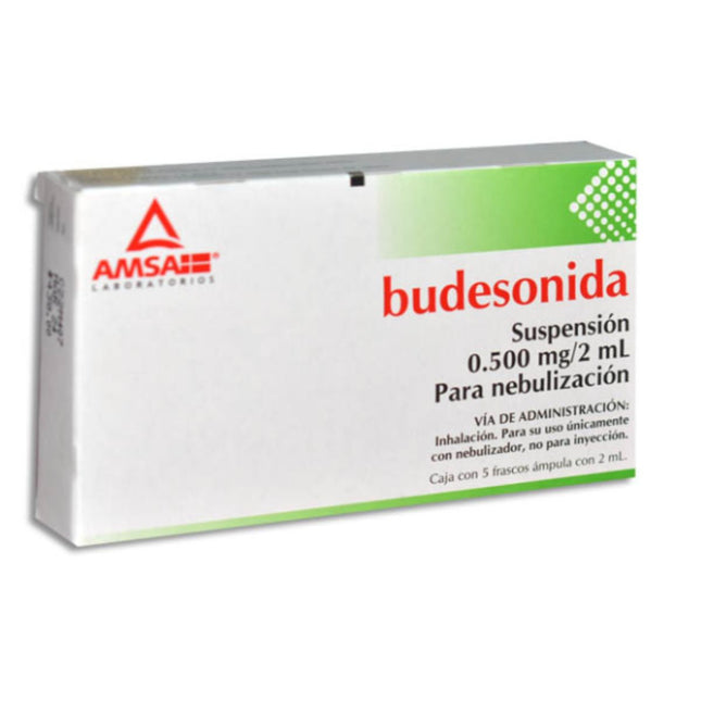 Budesonida Suspensión 0.500 mg /2 ml Caja con 5 Frascos Ámpula para Nebulizar