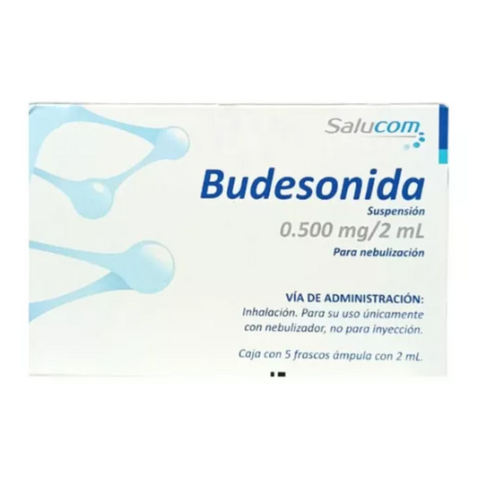 Budesonida 0.5 mg/2 mL caja con 5 ampolletas para Nebulización