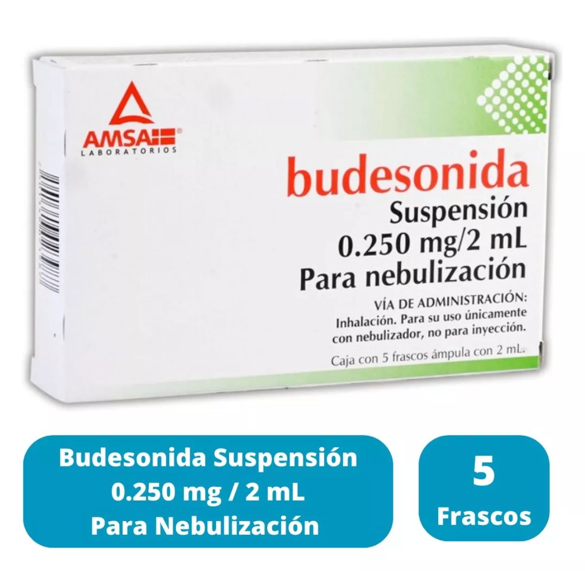 Budesonida 0.250 mg/2 ml con 5 Amp Para Nebulizar