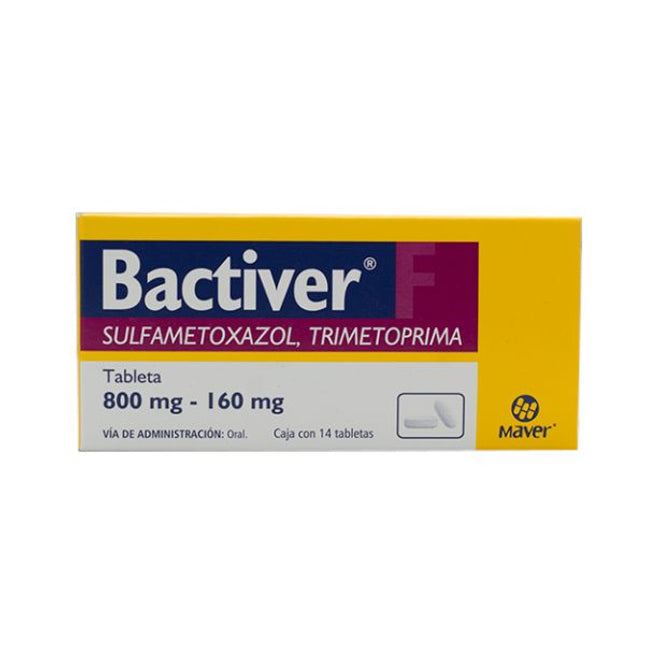 Bactiver (Trimetoprima/Sulfametoxazol) 160 mg/180 mg Caja con 14 Tabletas