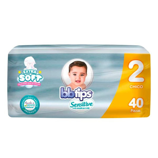 Pañales Desechables Bb Tips Talla 2 con 40 Piezas