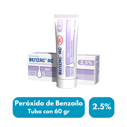 Benzac AC (Peróxido de Benzoílo) 2.5% Tubo con 60 g | Galderma