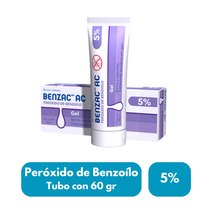 Benzac AC (Peróxido de Benzoílo) 5% Tubo con 60 g | Galderma
