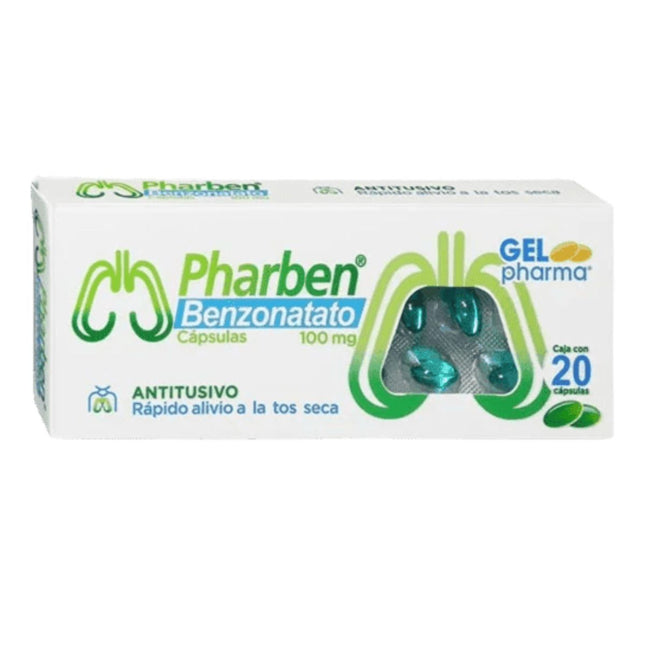Pharben (Benzonatato) 100 mg Caja con 20 Perlas