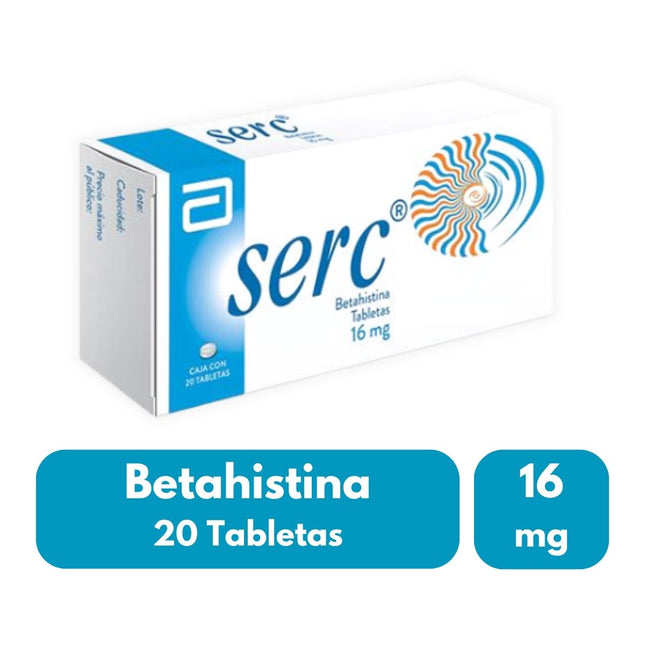 Serc (Betahistina) 16mg 20 Tabletas 16mg Caja Con 20 Tabletas