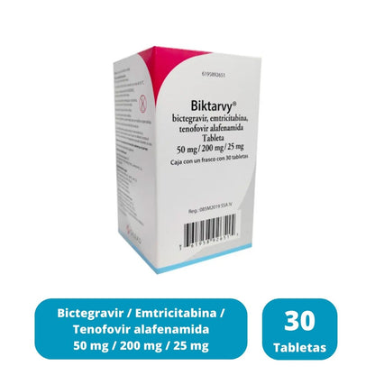 Biktarvy 50 mg / 200 mg / 25 mg Caja con Frasco con 30 Tabletas