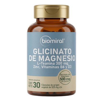 Glicinato De Magnesio 500 mg Frasco con 30 Cápsulas