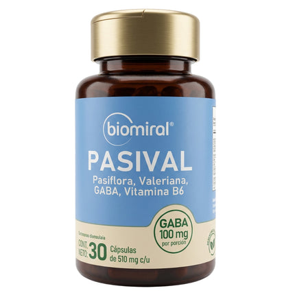 Biomiral (Pasival Pasiflora , Valeriana , Gaba, Vitamina B6) Frasco con 30 Cápsulas
