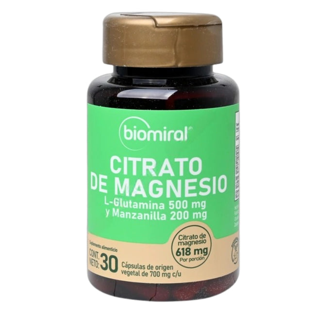 Biomiral (Citrato De Magnesio L-glutamina) Frasco con 30 Cápsulas